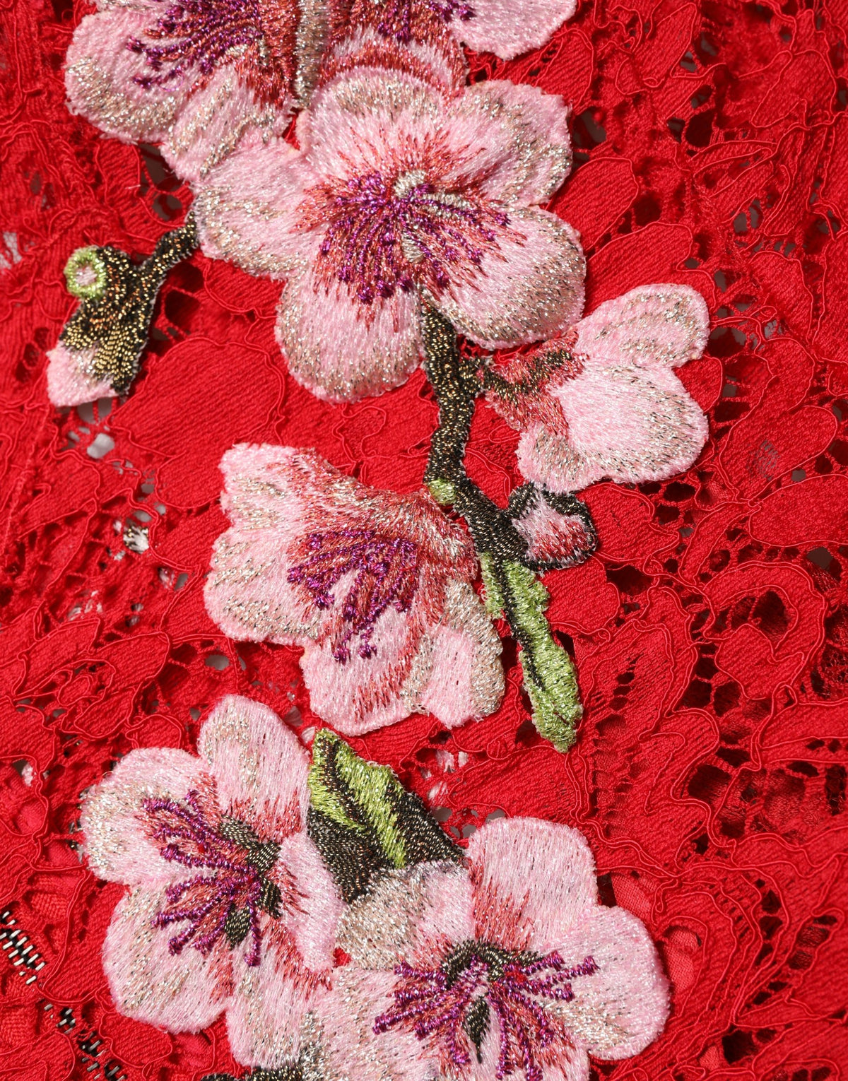 Dolce & Gabbana Women's Long-Sleeve Cotton Silk Viscose & Lace Blouse - Red Floral