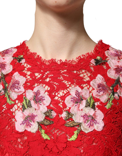 Dolce & Gabbana Women's Long-Sleeve Cotton Silk Viscose & Lace Blouse - Red Floral