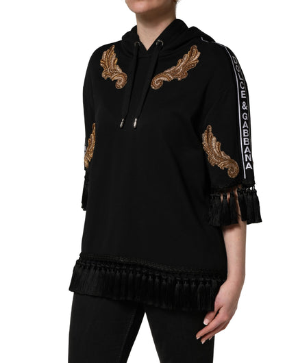 Dolce & Gabbana Women's Acetate Brass Cotton Polyester & Silk Sweatshirt Hoodie - Black