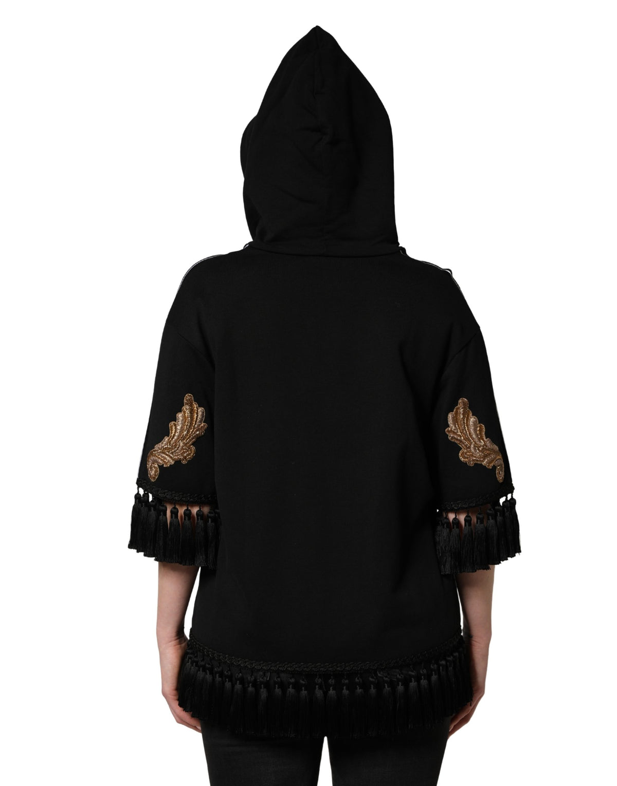 Dolce & Gabbana Women's Acetate Brass Cotton Polyester & Silk Sweatshirt Hoodie - Black