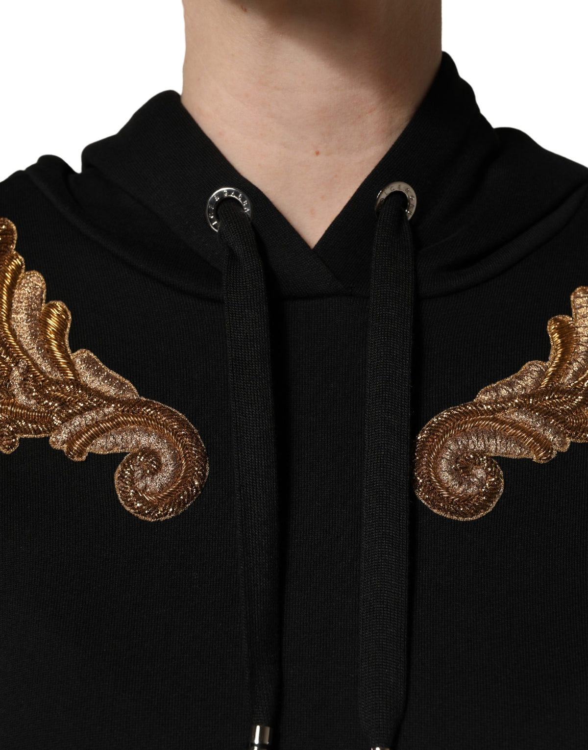 Dolce & Gabbana Women's Acetate Brass Cotton Polyester & Silk Sweatshirt Hoodie - Black
