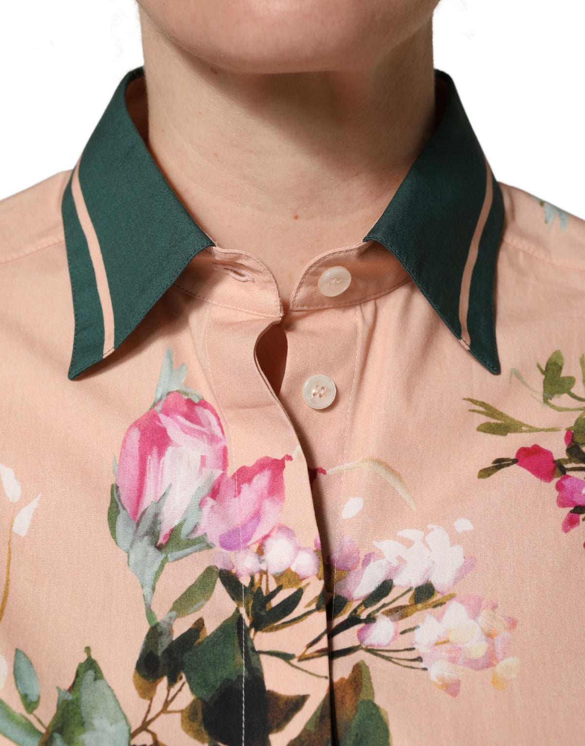 Dolce & Gabbana Women's Long-Sleeve Cotton Blouse - Pink Floral Print