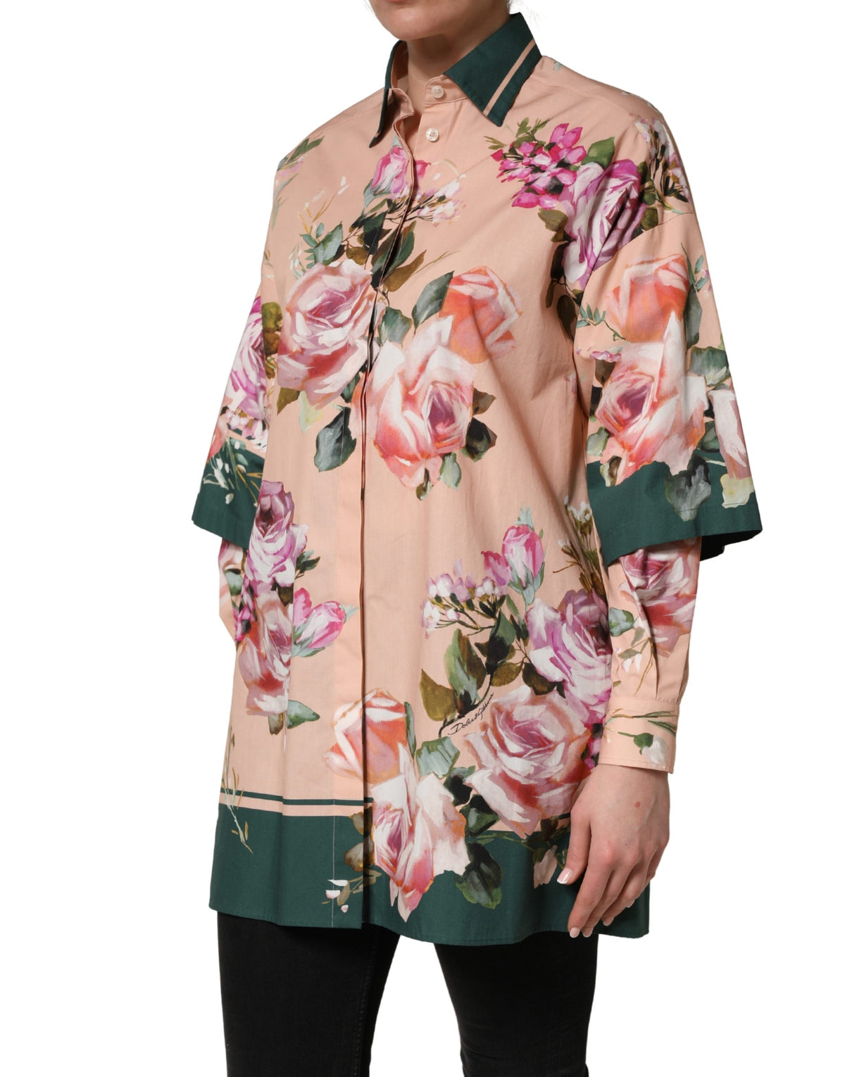 Dolce & Gabbana Women's Long-Sleeve Cotton Blouse - Pink Floral Print