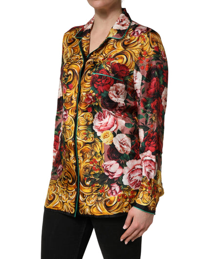 Dolce & Gabbana Women's Long-Sleeve Silk Dress Shirt - Multicolor Floral