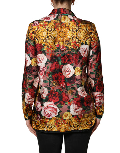 Dolce & Gabbana Women's Long-Sleeve Silk Dress Shirt - Multicolor Floral