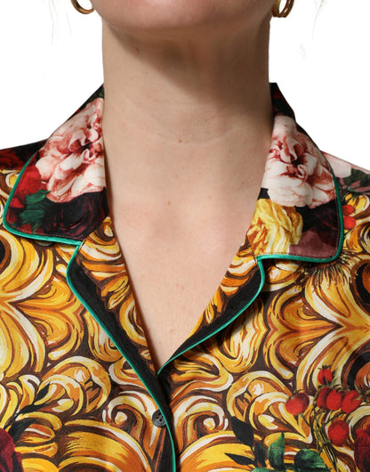 Dolce & Gabbana Women's Long-Sleeve Silk Dress Shirt - Multicolor Floral