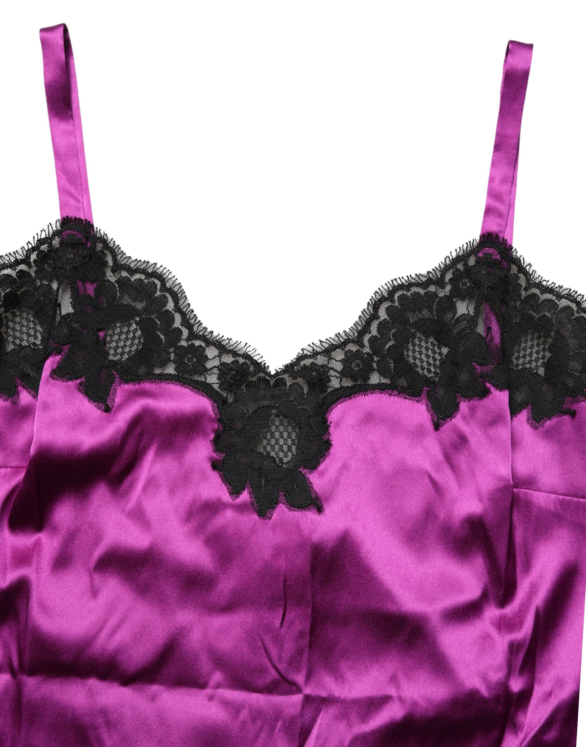 Dolce & Gabbana Women's Sweetheart Neck Cotton Silk Nylon & Lace Tank Top - Black Purple