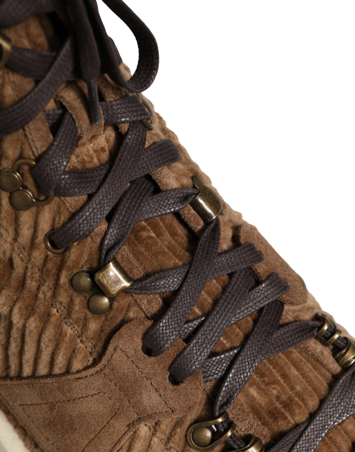 Dolce & Gabbana Men's High Top Cotton Corduroy & Calf Leather Sneakers - Brown