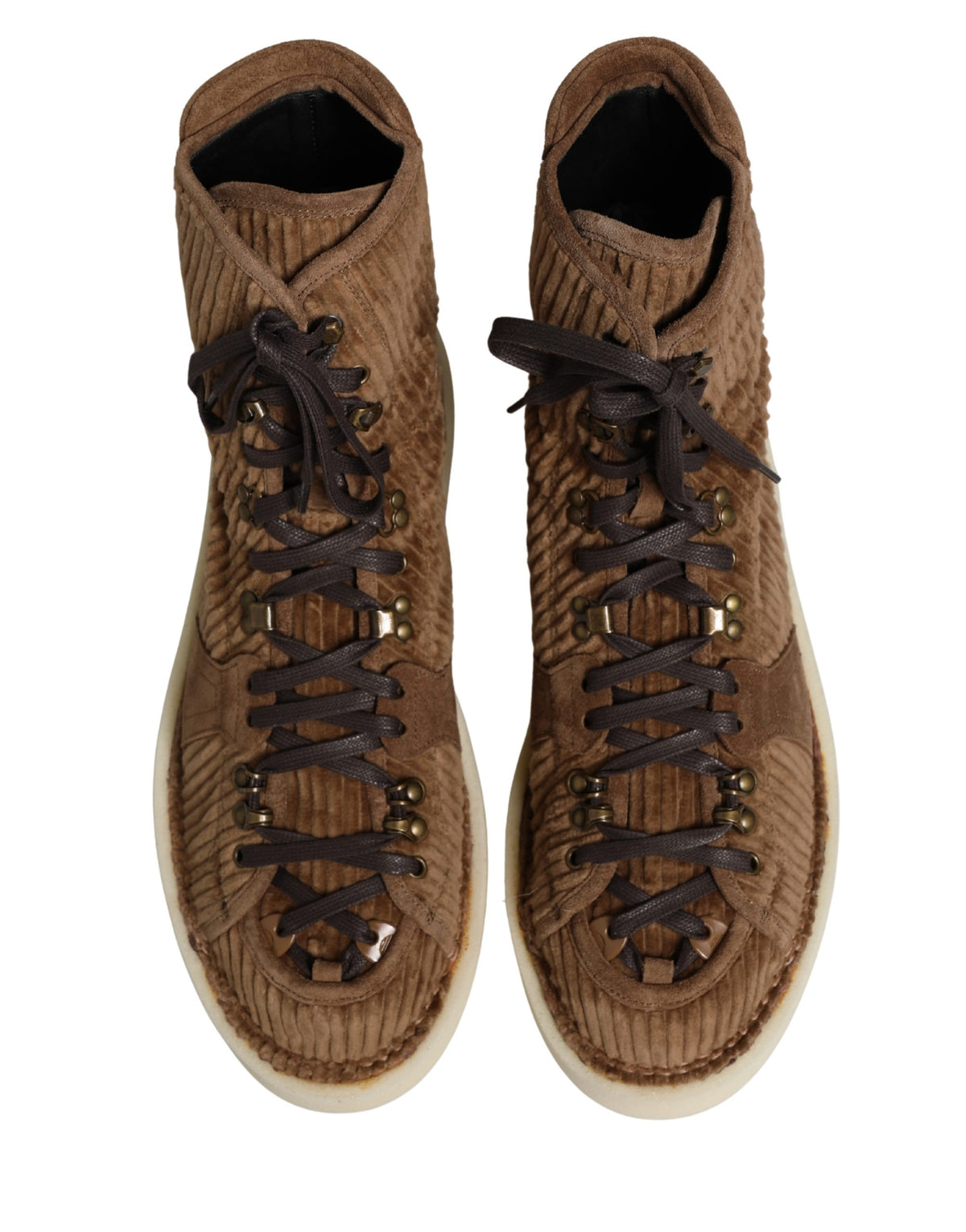 Dolce & Gabbana Men's High Top Cotton Corduroy & Calf Leather Sneakers - Brown