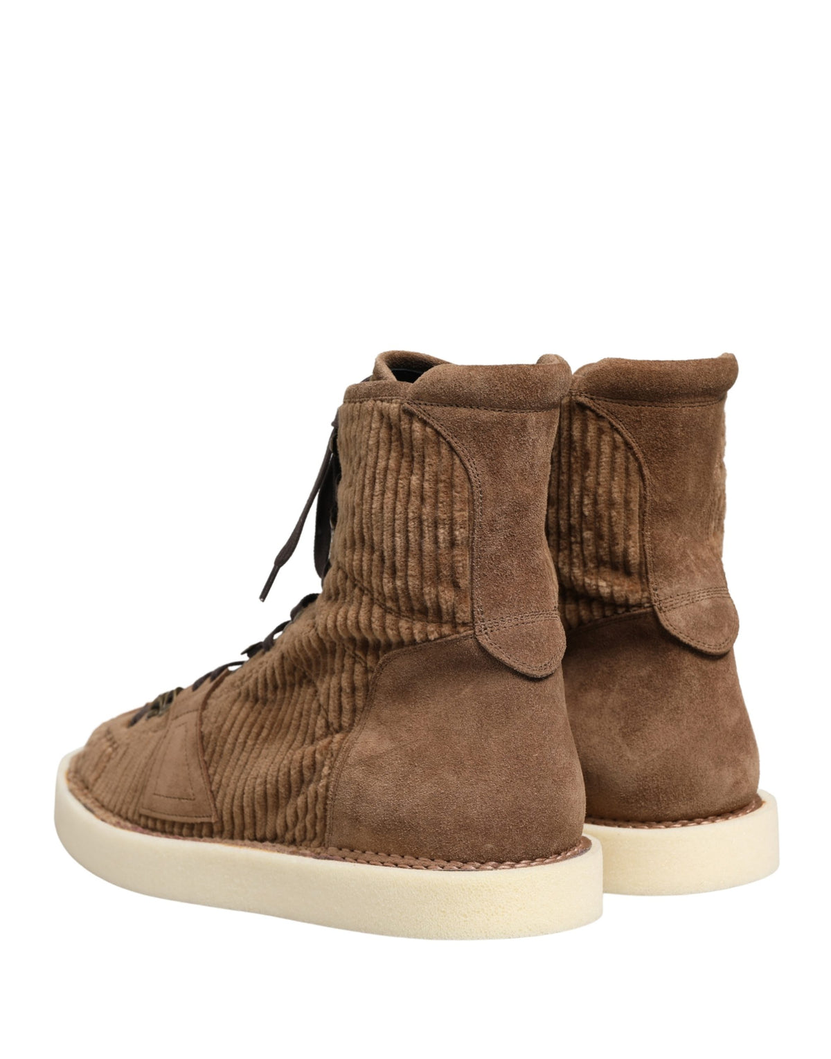 Dolce & Gabbana Men's High Top Cotton Corduroy & Calf Leather Sneakers - Brown