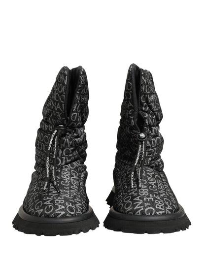 Dolce & Gabbana Men's Nylon & Rubber Lace-Up Winter Boots - Black Print