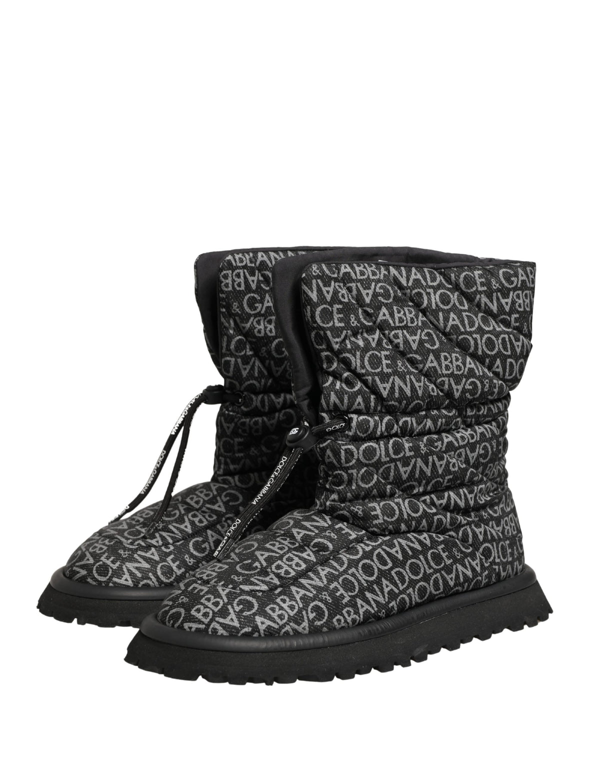 Dolce & Gabbana Men's Nylon & Rubber Lace-Up Winter Boots - Black Print