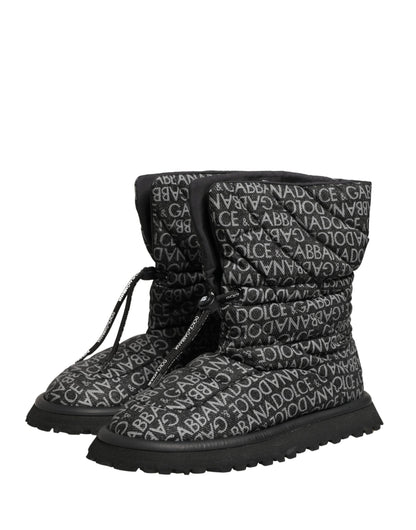 Dolce & Gabbana Men's Nylon & Rubber Lace-Up Winter Boots - Black Print