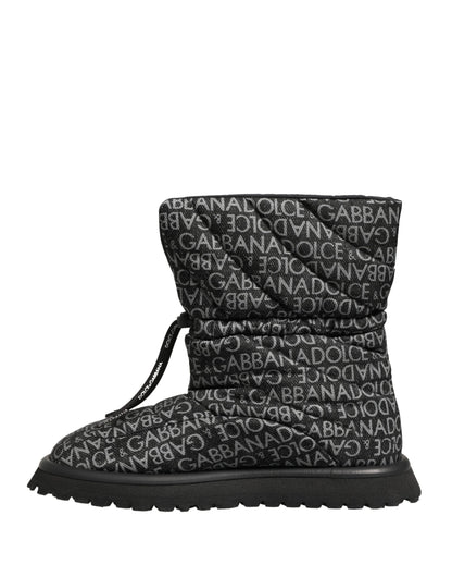 Dolce & Gabbana Men's Nylon & Rubber Lace-Up Winter Boots - Black Print