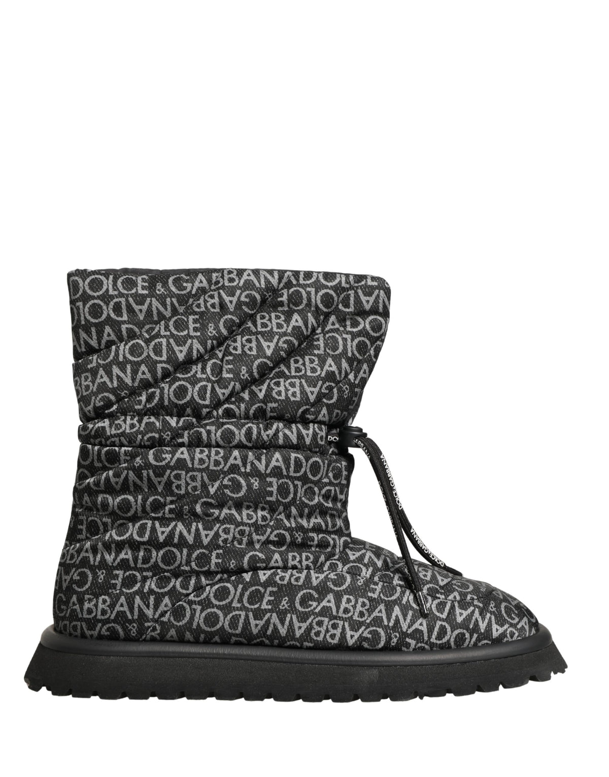 Dolce & Gabbana Men's Nylon & Rubber Lace-Up Winter Boots - Black Print