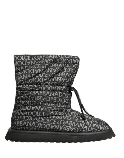 Dolce & Gabbana Men's Nylon & Rubber Lace-Up Winter Boots - Black Print