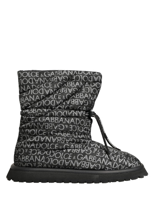 Dolce & Gabbana Men's Nylon & Rubber Lace-Up Winter Boots - Black Print
