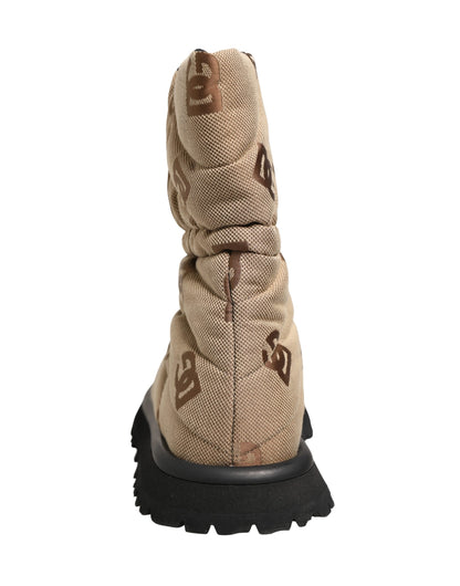 Dolce & Gabbana Men's Nylon & Rubber Lace-Up Winter Boots - Brown Print