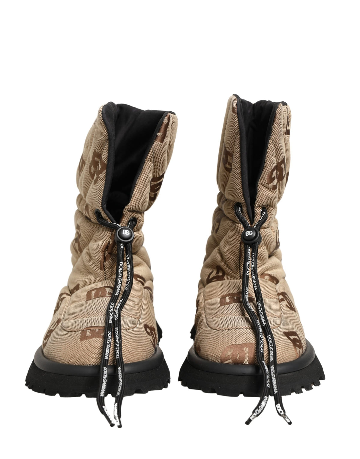 Dolce & Gabbana Men's Nylon & Rubber Lace-Up Winter Boots - Brown Print