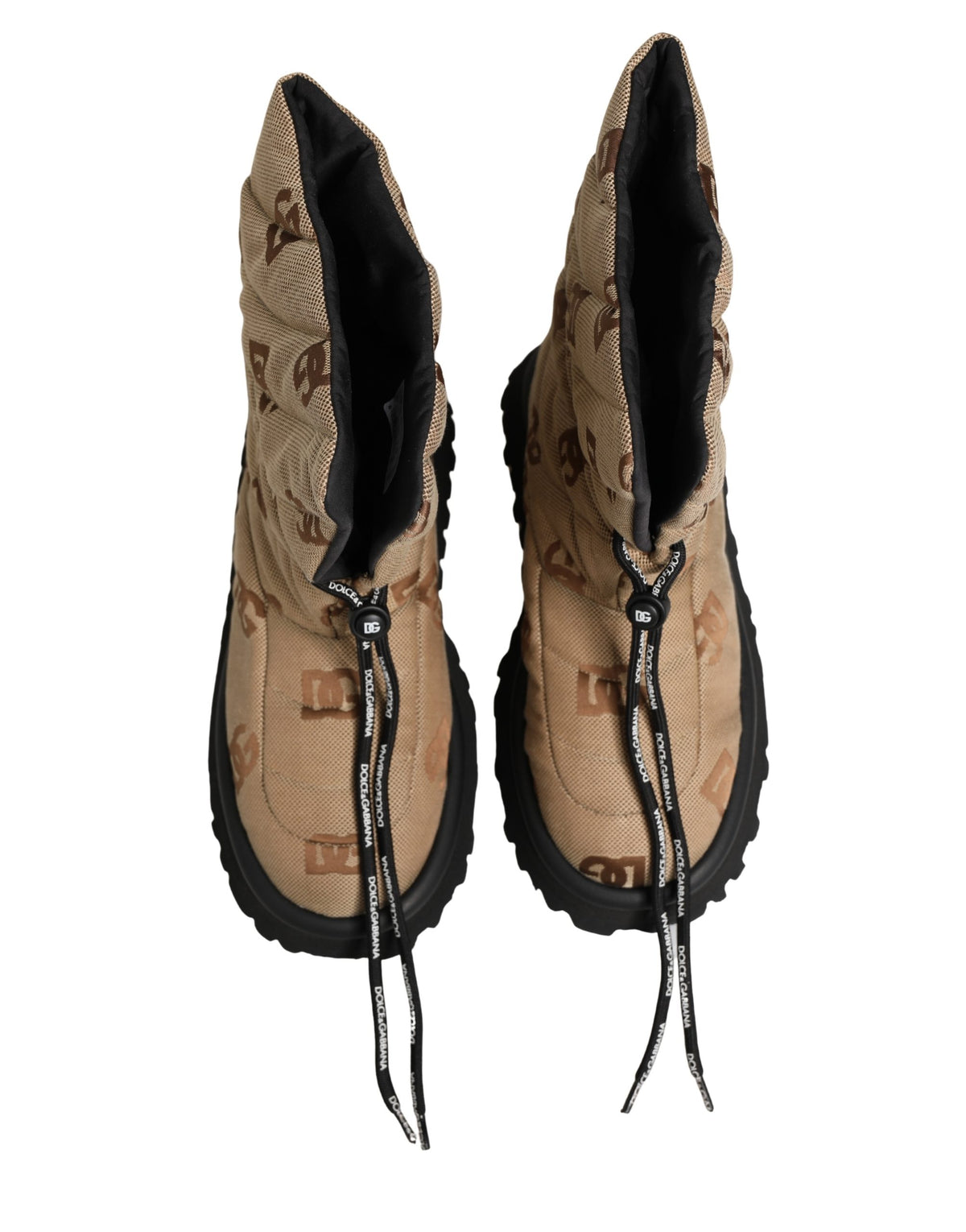 Dolce & Gabbana Men's Nylon & Rubber Lace-Up Winter Boots - Brown Print
