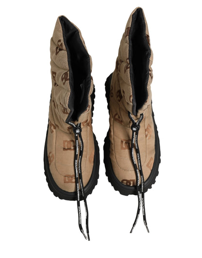 Dolce & Gabbana Men's Nylon & Rubber Lace-Up Winter Boots - Brown Print