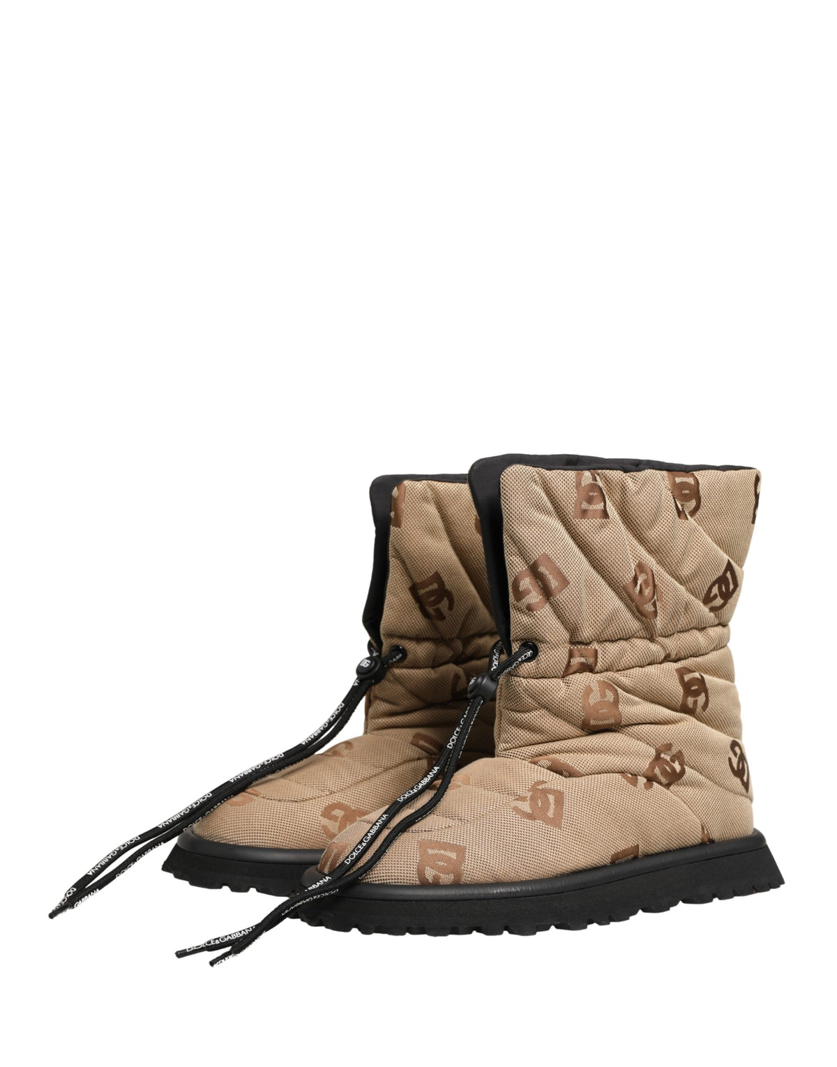 Dolce & Gabbana Men's Nylon & Rubber Lace-Up Winter Boots - Brown Print
