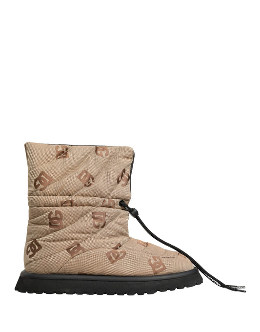 Dolce & Gabbana Men's Nylon & Rubber Lace-Up Winter Boots - Brown Print