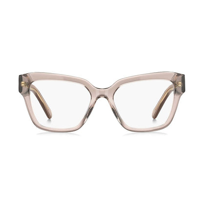 Eyeglasses Frames by Marc Jacobs for women in acetate and pink showcases a refined silhouette, detailed with a rose coloured frame finish and a sophisticated full-frame frame design.