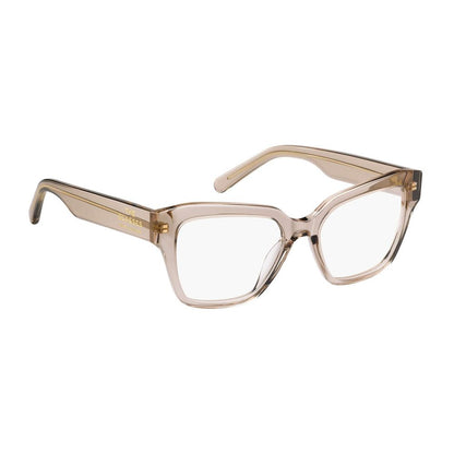 Eyeglasses Frames by Marc Jacobs for women in acetate pink showcases a reflective silhouette, artfully incorporating a sophisticated rose coloured frame with a distinct full-frame frame design.