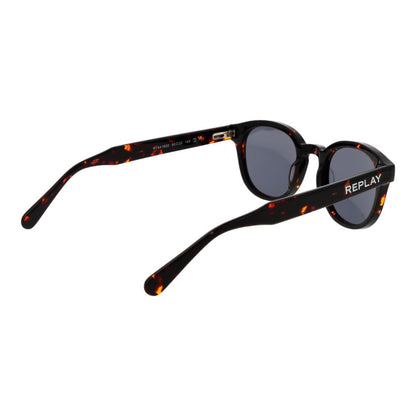 Sunglasses by Replay for unisex in acetate and brown presents a sumptuous silhouette, featuring brown coloured frame and full-rim panto frame design with non-polarized category-3-dark-tint lens for a sumptuous look.