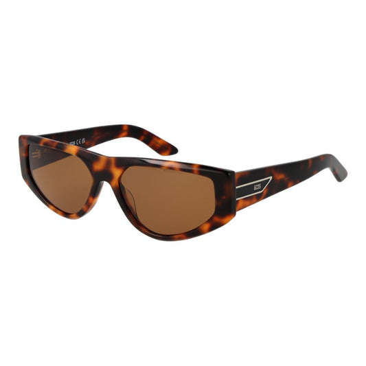 Sunglasses by GCDS for women in plastic brown features an ethereal full-rim frame design with brown coloured frame frames and non-polarized category-2-medium-tint lens for a ethereal finish.