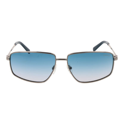 Sunglasses by Guess for men in metal and silver featuring an opulent full-rim frame design with a sophisticated silver coloured frame finish and high-performance gradient category-2-medium-tint lens.
