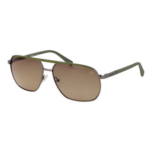 This Sunglasses by Timberland for men in metal gray presents a sumptuous silhouette, showcasing a sumptuous aviator full-rim frame design in gunmetal coloured frame and high-performance polarized category-2-medium-tint lens.