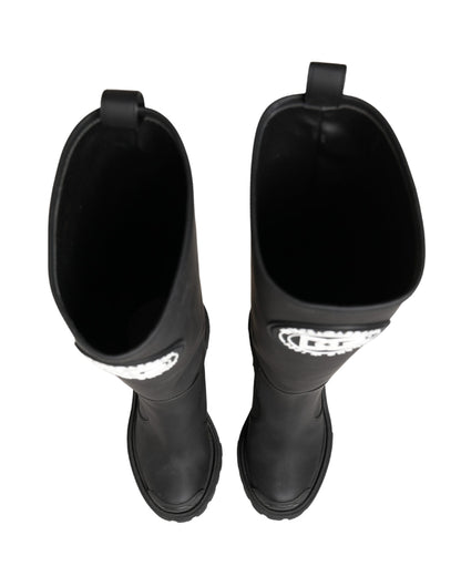 Dolce & Gabbana Women's Calfskin & Goat Leather High-Heel Over-The-Knee Boots - Black