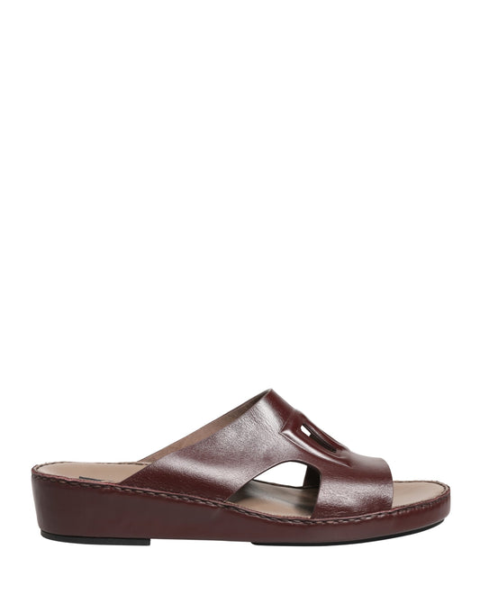 Dolce & Gabbana Maroon Leather Cutout DG Logo Sandals Shoes