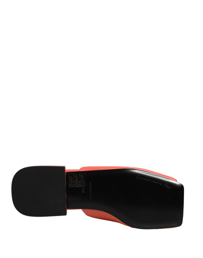 Dolce & Gabbana Women's Goat & Lamb Leather Sliders Sandals Flat Shoes - Orange Silver