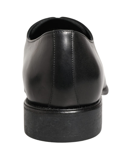 Dolce & Gabbana Men's Calfskin Leather Derby Lace-Up Shoes - Black White
