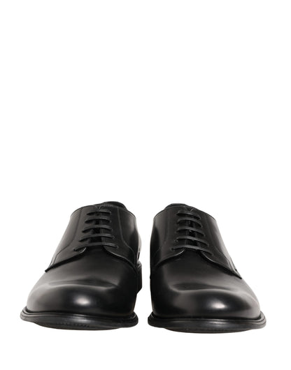 Dolce & Gabbana Men's Calfskin Leather Derby Lace-Up Shoes - Black White