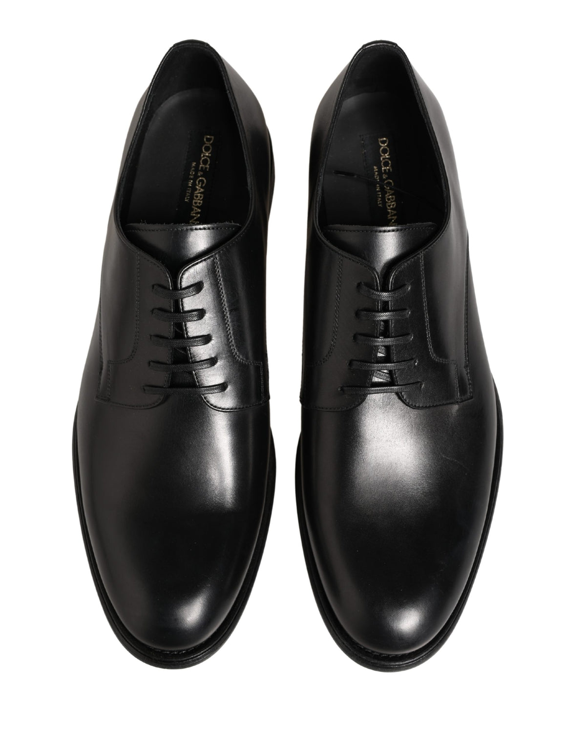 Dolce & Gabbana Men's Calfskin Leather Derby Lace-Up Shoes - Black White