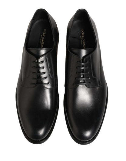 Dolce & Gabbana Men's Calfskin Leather Derby Lace-Up Shoes - Black White