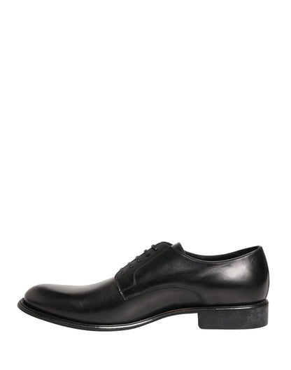 Dolce & Gabbana Men's Calfskin Leather Derby Lace-Up Shoes - Black White