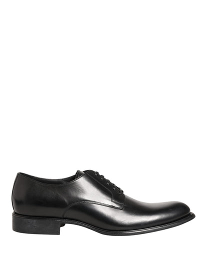 Dolce & Gabbana Men's Calfskin Leather Derby Lace-Up Shoes - Black White
