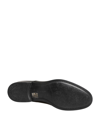 Dolce & Gabbana Men's Calfskin Leather Derby Lace-Up Shoes - Black White