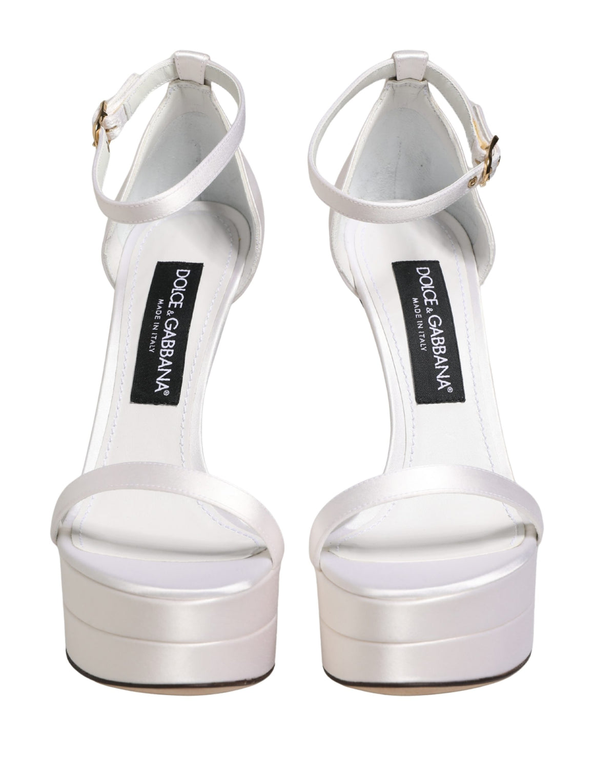 Dolce & Gabbana Women's Leather Platform Stiletto Ankle Strap Sandals - White