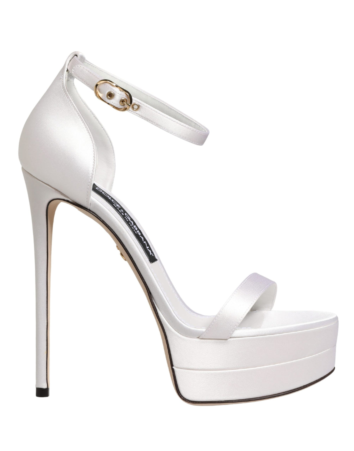 Dolce & Gabbana Women's Leather Platform Stiletto Ankle Strap Sandals - White