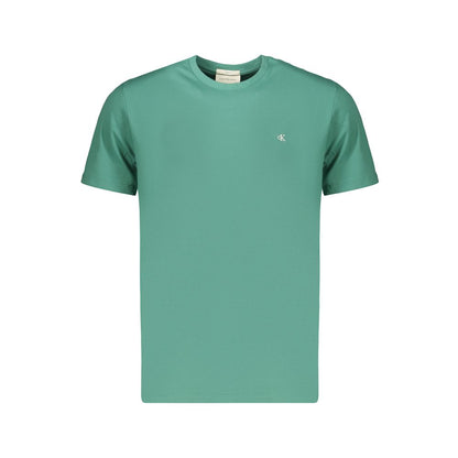 T-Shirt by Calvin Klein for men in cotton green & signature showcases a unassuming silhouette, artfully detailed with a refined and unassuming for a sophisticated, contemporary look.
