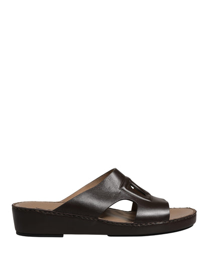 Dolce & Gabbana Brown Leather Cutout DG Logo Sandals Shoes