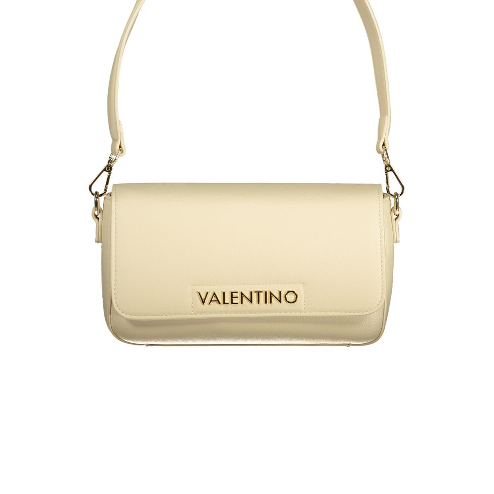Handbag by Mario Valentino for women in polyurethane beige features a ornamental silhouette, showcasing a secure zipper, ample internal-pockets, and ornamental shoulder-strap, adjustable-strap, detachable-strap & handle for a sophisticated look.