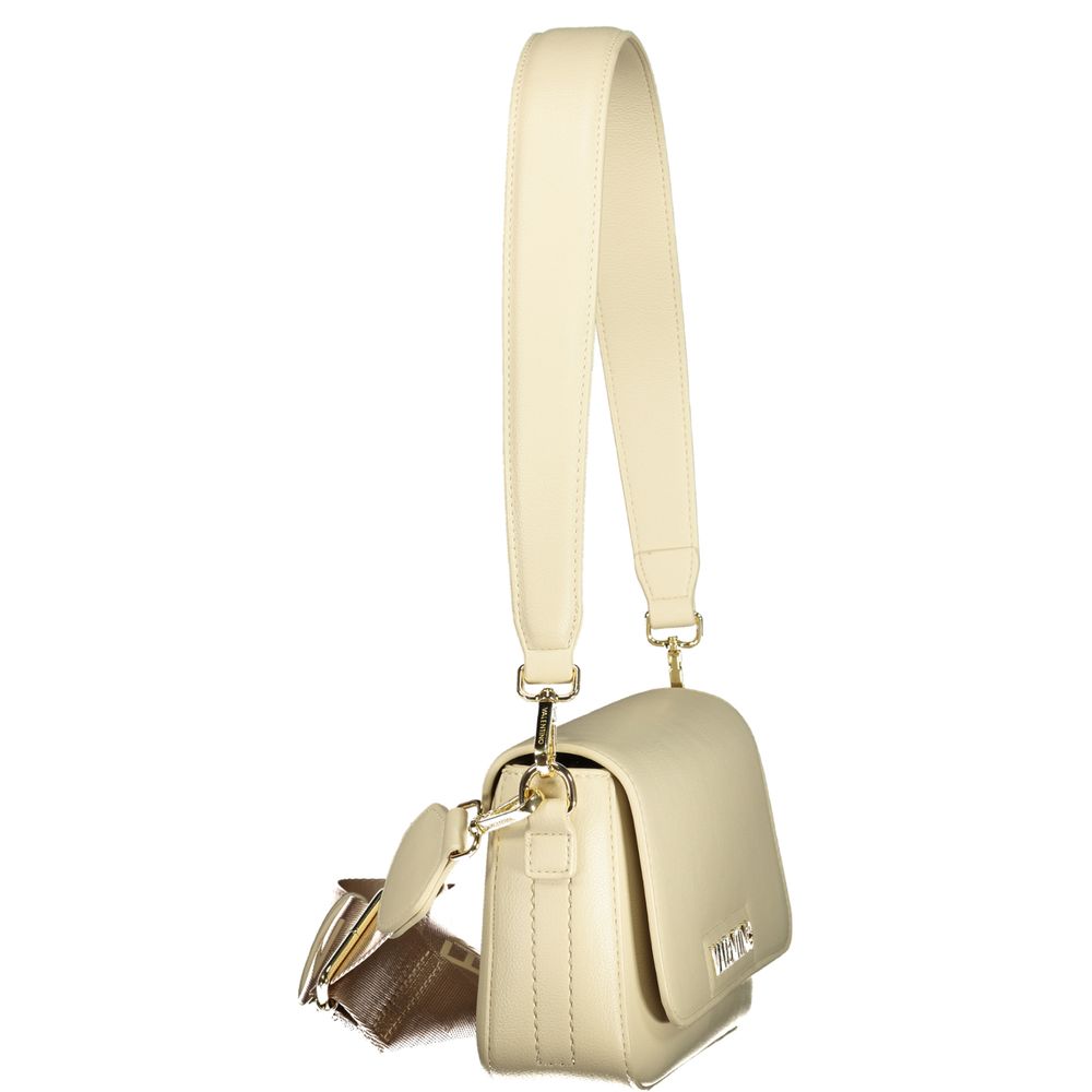 Handbag by Mario Valentino for women in polyurethane beige features an refined silhouette, showcasing a secure zipper, ample internal-pockets, and versatile shoulder-strap, adjustable-strap, detachable-strap & handle for a sophisticated refined aesthetic.