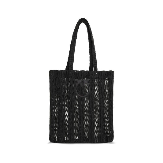PINKO Black Raffia Shoulder Bag